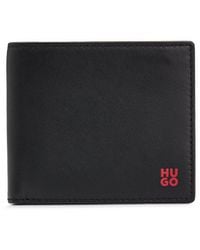 HUGO - Nappa-leather Billfold Wallet With Stacked Logo - Lyst