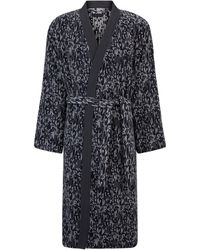 BOSS - Cotton-Jacquard Dressing Gown With Embroidered Logo - Lyst