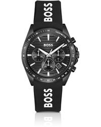 BOSS - Strike-Dial Chronograph Watch With Silicone Logo Strap - Lyst