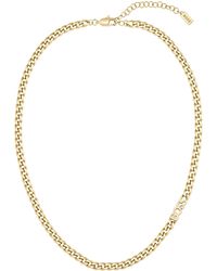 BOSS - Curb-chain Logo Necklace In Gold-tone Steel - Lyst