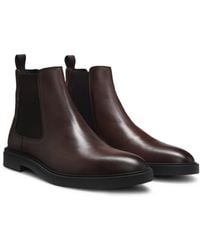 BOSS - Bottines En Cuir Nappa À Rayures Emblématiques - Lyst