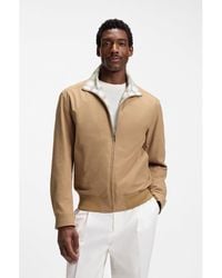 BOSS - Water-Repellent Jacket With Checked Collar - Lyst