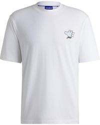 HUGO - T-Shirt Aus Baumwoll-Jersey Mit Grafik-Prints - Lyst