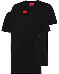 HUGO Set Van Twee Katoenen Ondershirts Met Verticaal Logo - Zwart