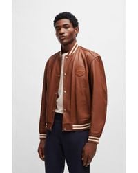 BOSS - Porsche X Leather Jacket With Special Branding - Lyst