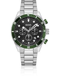 BOSS - Chronomatix Stainless-Steel Watch With Monogram-Textured Dial - Lyst