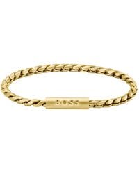 BOSS - Tone Cuff With Braided Chain - Lyst
