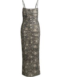 HUGO - Jurk Met Korsetlijfje En Mesh Overlay Met Plooitjes - Lyst