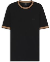 BOSS - Slim-Fit T-Shirt Van Gemerceriseerde Katoen Met Contrasterende Afwerkingen - Lyst