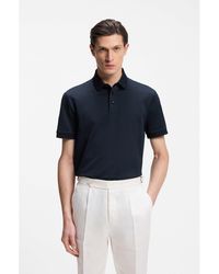 BOSS - Mercerised-Cotton Polo Shirt With Three-Tone Jacquard - Lyst
