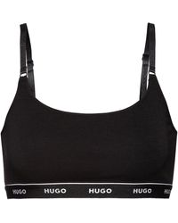 BOSS by HUGO BOSS Triangel-BH aus Stretch-Baumwolle mit rotem Logo-Label in Grau Damen Dessous 