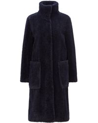 BOSS by HUGO BOSS Relaxed-fit Teddy Coat In Faux Fur - Blue