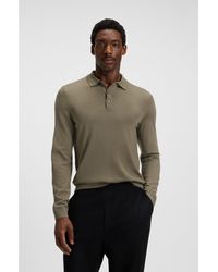 BOSS - Long-Sleeved Knit Polo Sweater - Lyst