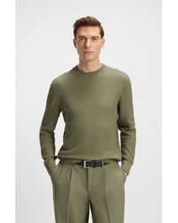 BOSS - Cotton Sweater With Knitted Structure - Lyst
