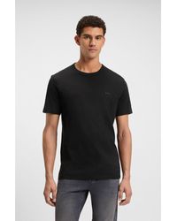 BOSS - Cotton Slub T-Shirt With Logo Detail - Lyst