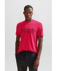 BOSS - Cotton-jersey Regular-fit T-shirt With Logo Print - Lyst
