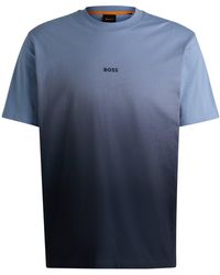 BOSS - Cotton-jersey T-shirt With Dip-dye Finish - Lyst