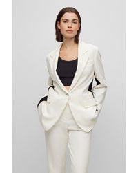 BOSS - Single-breasted Jacket With Contrast Details In Stretch Fabric - Lyst