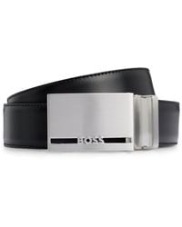 BOSS - Italian-Leather Reversible Belt With Pin And Plaque Buckles - Lyst