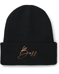 BOSS - Gerippte Reitsport-Mütze Mit Logo-Stickerei - Lyst