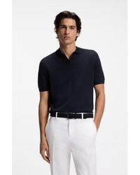 BOSS - Merino-Wool Knit Polo With Johnny Collar - Lyst