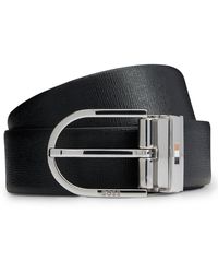 BOSS - Reversible Italian-leather Belt With Signature-stripe Keeper - Lyst