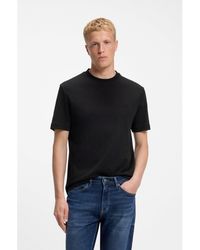 BOSS - Interlock-Cotton T-Shirt With Embroidered Logo - Lyst