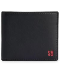HUGO - Portefeuille en cuir nappa avec logo revisité et poche pour la monnaie - Lyst