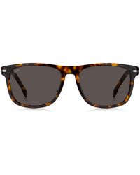 BOSS - Sonnenbrille aus Acetat mit Havanna-Muster und silberfarbenen Metalldetails - Lyst