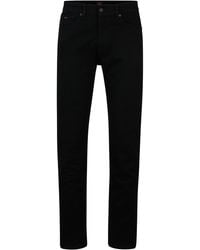 BOSS - Schwarze Regular-Fit Jeans aus bequemem Stretch-Denim - Lyst
