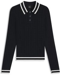 BOSS - Equestrian Ajour-Strick-Poloshirt Mit Logo-Patch - Lyst