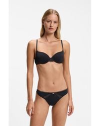 BOSS - Microfibre Thong With Lace Inserts - Lyst