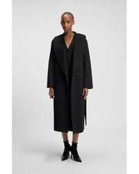 HUGO - Relaxed-Fit Robe-Style Coat With Tie-Up Belt - Lyst