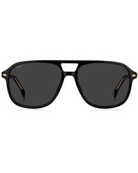 BOSS - Sonnenbrille Aus Schwarzem Acetat Mit Goldfarbenen Details - Lyst