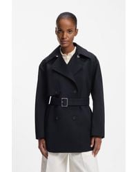 BOSS - Cotton Trench Coat With Buckled Belt - Lyst