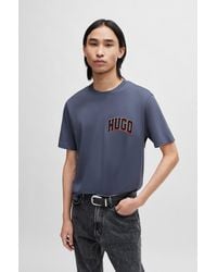 HUGO - Cotton-jersey Regular-fit T-shirt With Sporty Logo - Lyst