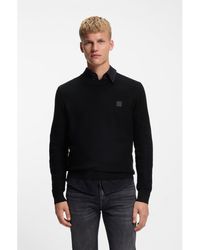 BOSS - Cotton-Piqué Sweater With Logo Patch - Lyst
