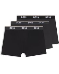 BOSS - Three-Pack Of Stretch-Cotton Logo-Waistband Boxer Briefs - Lyst
