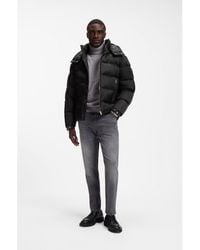 BOSS - Water-Repellent Padded Jacket With Micro-Monogram Jacquard - Lyst