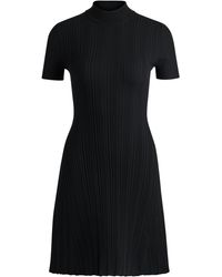 HUGO - Slim-Fit Kleid aus unregelmäßig geripptem Krepp - Lyst