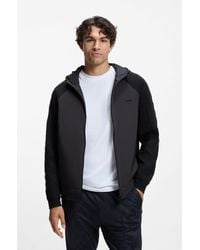 BOSS - Zip-Up Hoodie With Tonal Textured Jacquard - Lyst