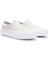 HUGO - Suede Slip-on Shoes With Signature Slogan - Lyst