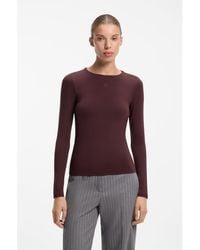 HUGO - Stretch-Jersey Top With Stacked-Logo Print - Lyst