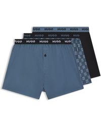 HUGO - Three-Pack Of Cotton Boxer Shorts With Logo Waistbands - Lyst