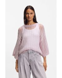 BOSS - Wool-Blend Sweater With Open Knit - Lyst