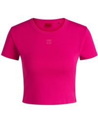 HUGO - Slim-Fit T-Shirt Aus Baumwoll-Mix Mit Gesticktem Stack-Logo - Lyst