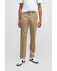 BOSS - Tapered-fit Chinos In Stretch-cotton Satin - Lyst