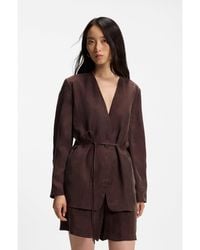 BOSS - Regular-Fit Collarless Jacket With Drawstring Waist - Lyst