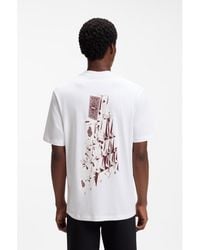HUGO - Cotton-Jersey T-Shirt With Printed Artwork - Lyst