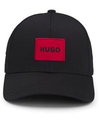 HUGO - X 581-RL Cap aus Baumwoll-Twill mit rotem Logo-Label Schwarz Stck - Lyst